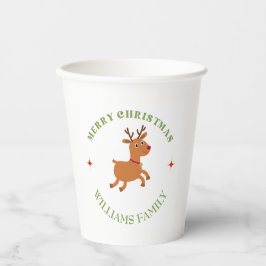 Frohe Weihnachtstext Rentiere weiß Pappbecher