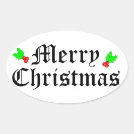 Frohe Weihnachtstickerei Ovaler Aufkleber