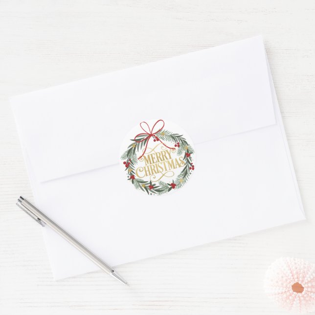 Frohe Weihnachtstickerstickerei Runder Aufkleber (Umschlag)