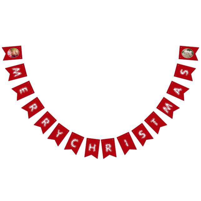 Frohe Weihnachtstochter Rot und Weiß Foto Wimpelkette (Alle)