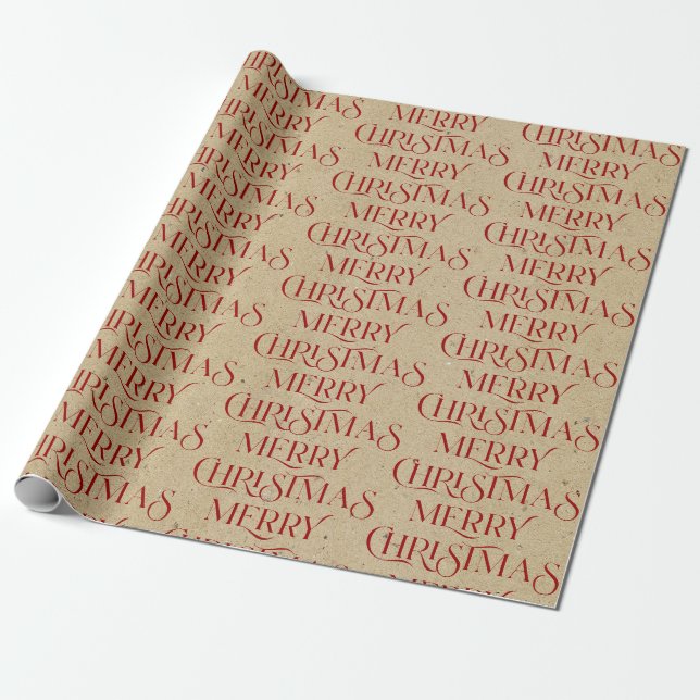 Frohe Weihnachtstypografie auf Papppapier Geschenkpapier (Ungerollt)