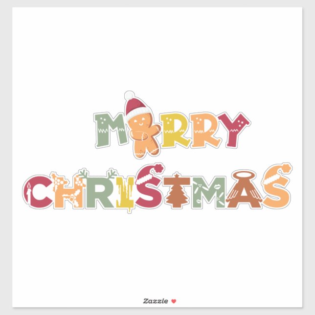 Frohe Weihnachtstypografie Aufkleber (Blatt)