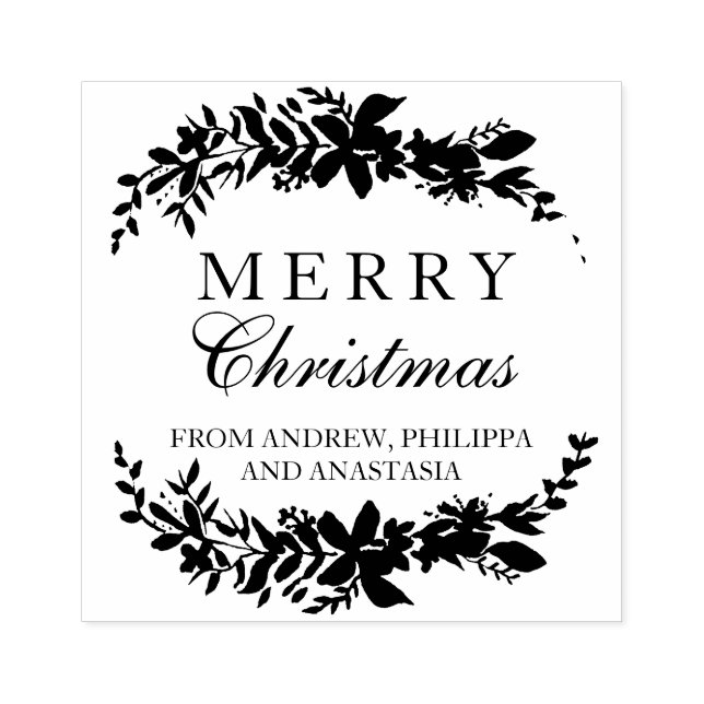 Frohe Weihnachtstypografie blattchic Winter Gummistempel (Prägung)