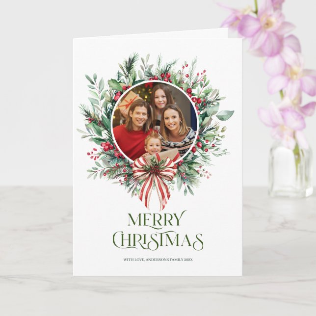 Frohe Weihnachtstypografie Custom Foto Karte (Orchidee)