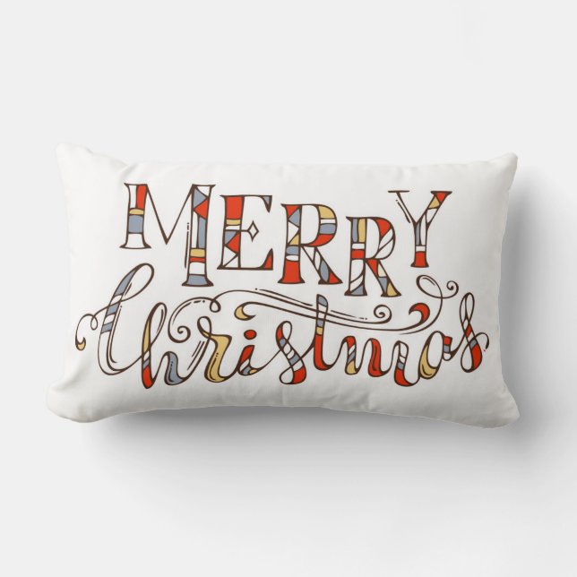 Frohe Weihnachtstypografie Lendenkissen (Vorderseite)