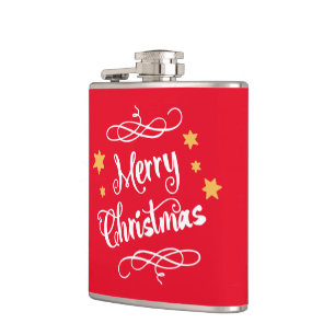 Frohe Weihnachtstypografie Light Red White Flachmann