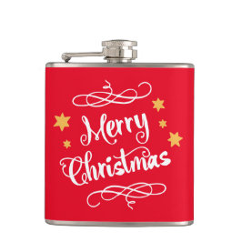 Frohe Weihnachtstypografie Light Red White Flachmann