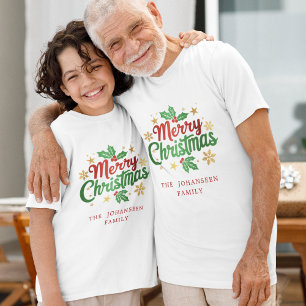 Frohe Weihnachtstypografie Moderne Familienanpassu T-Shirt