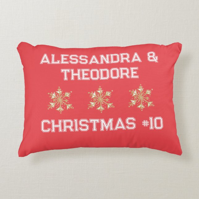 Frohe Weihnachtstypografie Monogramm Schnee rot we Dekokissen (Vorderseite)