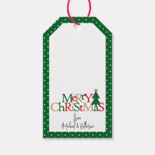 Frohe Weihnachtstypografie Red Green Gold Geschenkanhänger