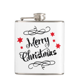 Frohe Weihnachtstypografie Red White Flachmann