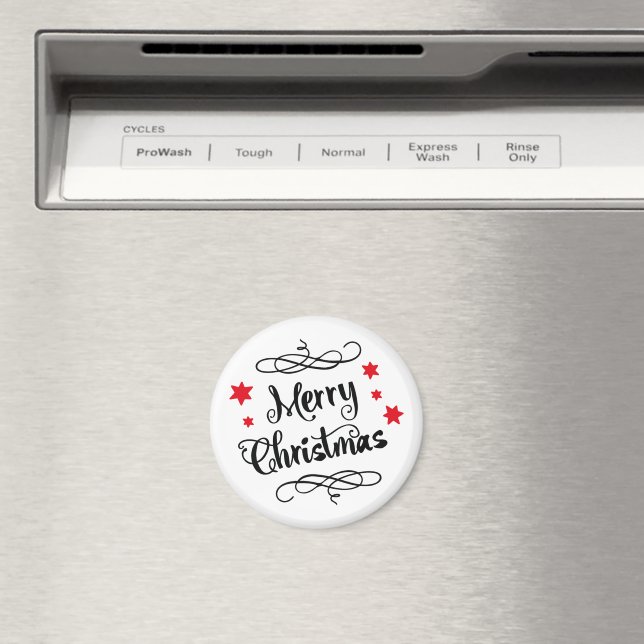 Frohe Weihnachtstypografie Red White Magnet (In Situ (Geschirrspüler))