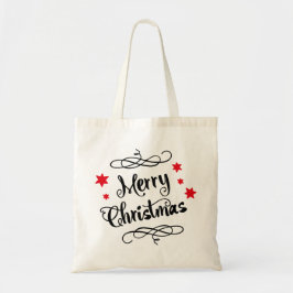 Frohe Weihnachtstypografie Red White Tragetasche