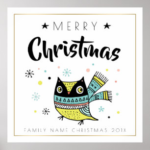 Frohe Weihnachtstypografie und Weihnachtsschale Poster
