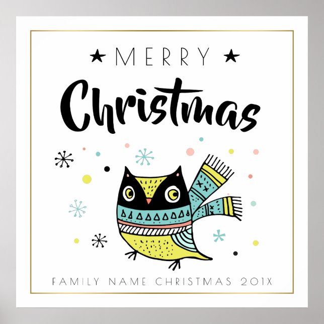 Frohe Weihnachtstypografie und Weihnachtsschale Poster (Vorne)