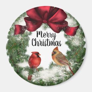 Frohe Weihnachtsvögel in Wreath Vintag Magnet