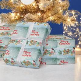 Frohe Weihnachtsvögel und Geschenke Geschenkpapier