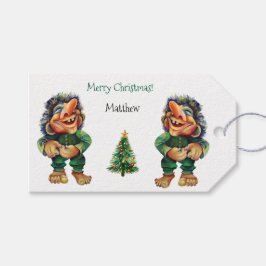 Frohe Weihnachtswache und Baumfreude Geschenkanhänger