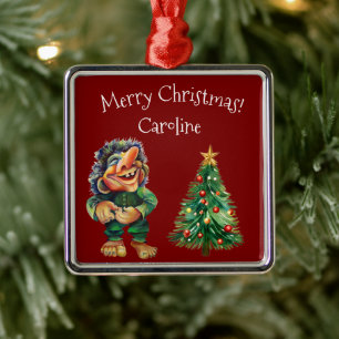 Frohe Weihnachtswache und Baumfreude Ornament Aus Metall