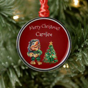 Frohe Weihnachtswache und Baumfreude Ornament Aus Metall