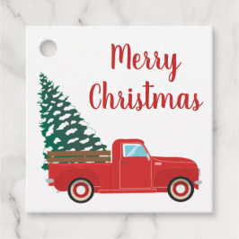 Frohe Weihnachtswagen mit Weihnachtsbaum Geschenkanhänger