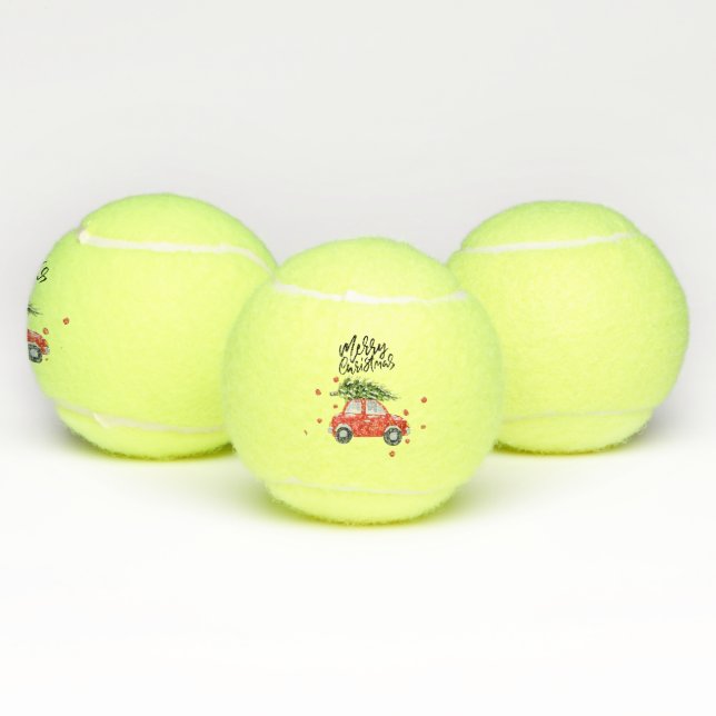 Frohe Weihnachtswagen mit Weihnachtsbaum Tennisbälle (Multi)