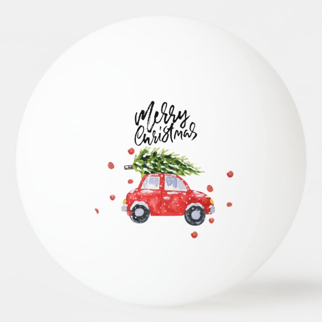 Frohe Weihnachtswagen mit Weihnachtsbaum Tischtennisball (Vorderseite)