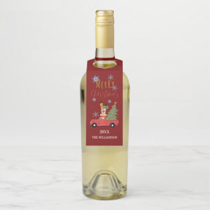 Frohe Weihnachtswagen Tree Geschenk Wein Bier Getr Flaschenanhänger