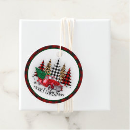 Frohe Weihnachtswagen und Bäume Geschenkanhänger