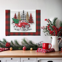 Frohe Weihnachtswagen und Bäume Geschirrtuch