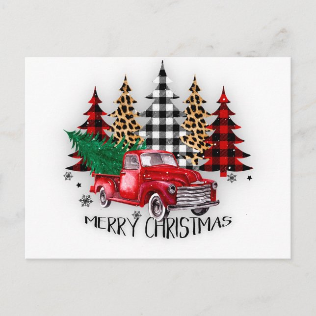 Frohe Weihnachtswagen und Bäume Weihnachten Postka (Vorderseite)