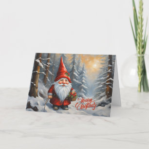 Frohe Weihnachtswald Gnome Feiertagskarte