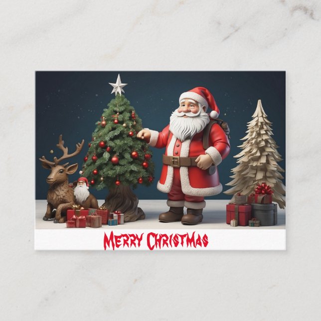 Frohe Weihnachtswandkunst mit Santa Visitenkarte (Vorderseite)