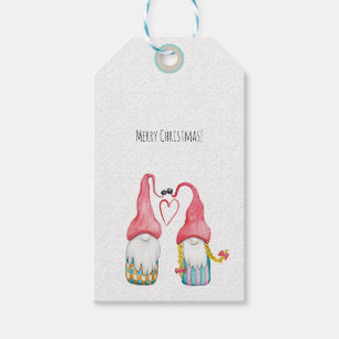 Frohe Weihnachtswasserfarbe Gnome Illustration Geschenkanhänger