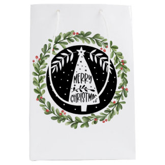 Frohe Weihnachtswasserfarbe Mittlere Geschenktüte