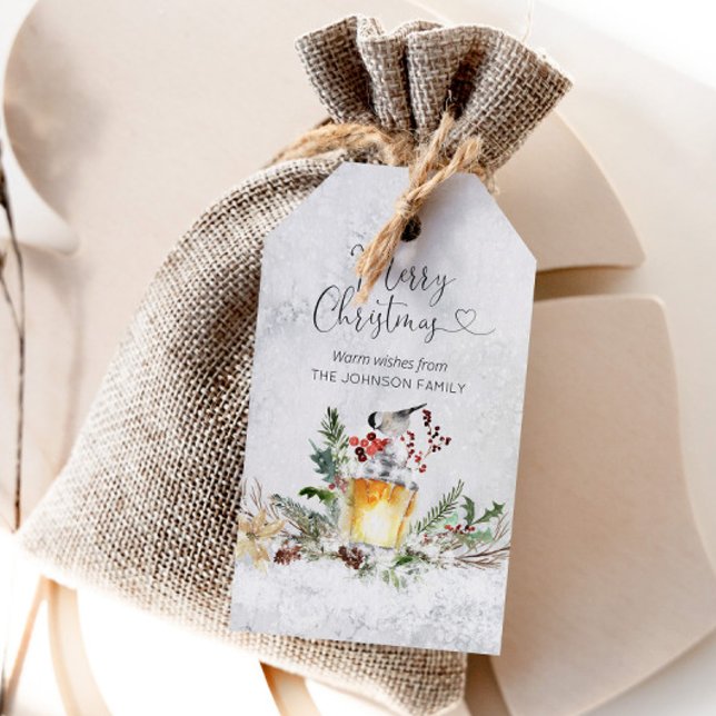 Frohe Weihnachtswasserfarbe personalisiert Geschenkanhänger (Von Creator hochgeladen)