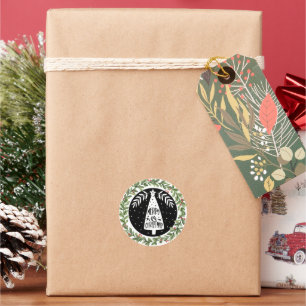 Frohe Weihnachtswasserfarbe Runder Aufkleber