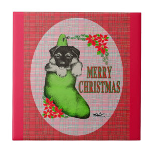 Frohe Weihnachtswelpe Fliese