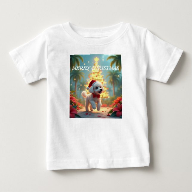 Frohe Weihnachtswelpen Baby T-shirt (Vorderseite)