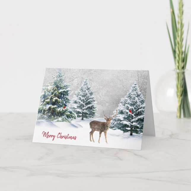 Frohe Weihnachtswilde im Winterwald Karte (Vorderseite)