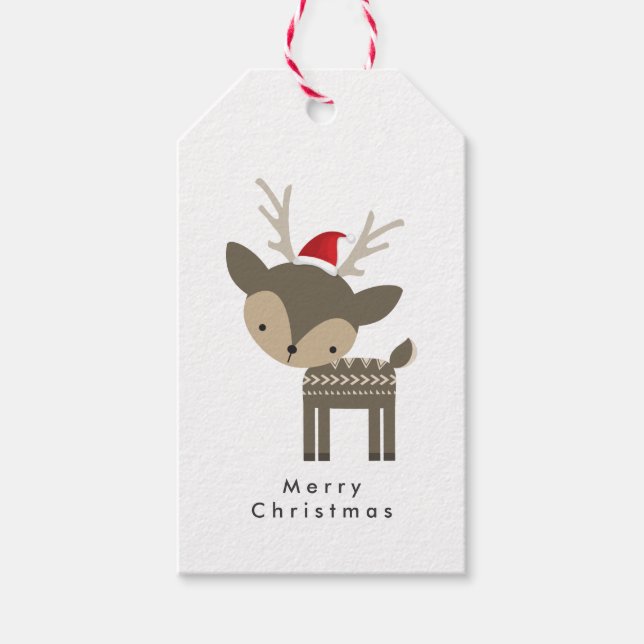 Frohe Weihnachtswilde in einer roten Weihnachtsman Geschenkanhänger (Vorderseite)