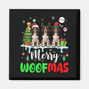 Frohe Weihnachtswoof Three Santa English Springer Magnet
