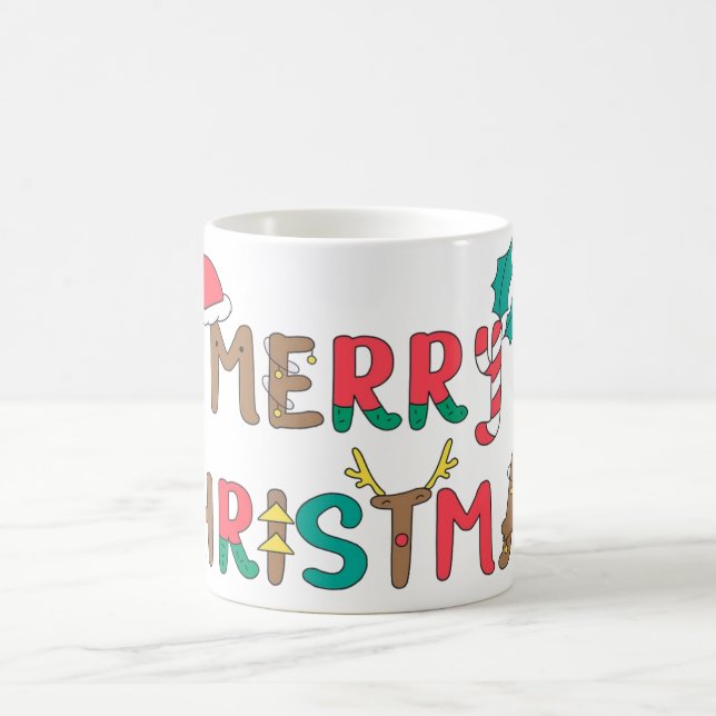 Frohe Weihnachtswortkomponente Kaffeetasse (Mittel)