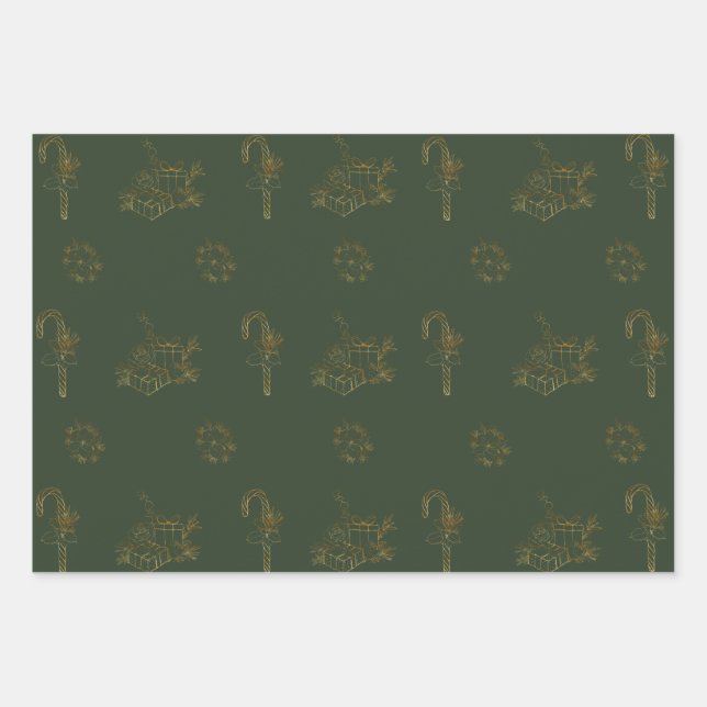 Frohe Weihnachtswrapping Paper Flat Sheet Set von  Geschenkpapier Set (Vorderseite)