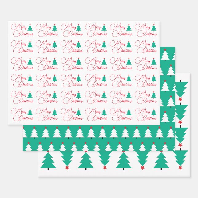 Frohe Weihnachtswrapping Papier Flachblatt Set von (Set)