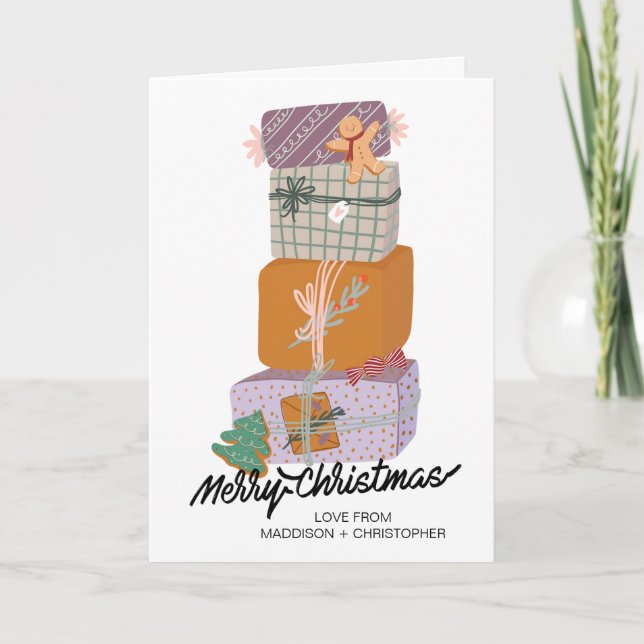 Frohe Weihnachtswünsche für Familienfreunde Karte (Vorderseite)