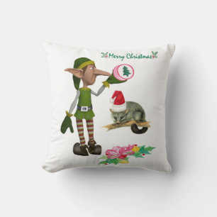 Frohe Weihnachtswürfelkissen, Elf Possum Kissen