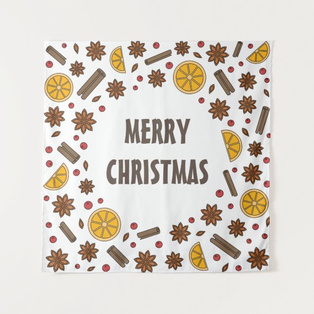 Frohe Weihnachtswürzmuster Wandteppich (Vorderseite)
