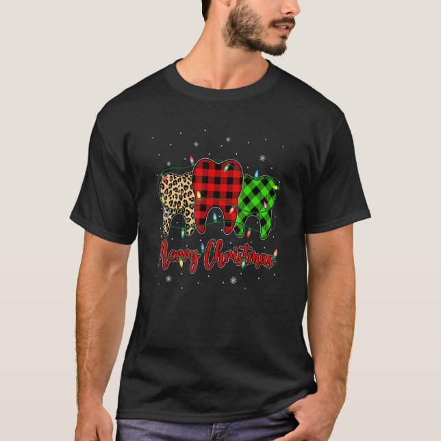 Frohe Weihnachtszahnärztin Teeth Buffalo Kariert C T-Shirt (Vorderseite)