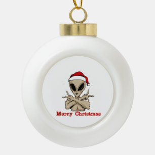 Frohe Weihnachtszeit-Alien Keramik Kugel-Ornament